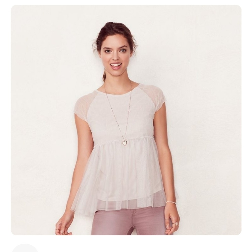 LC Lauren Conrad lace baby doll blouse